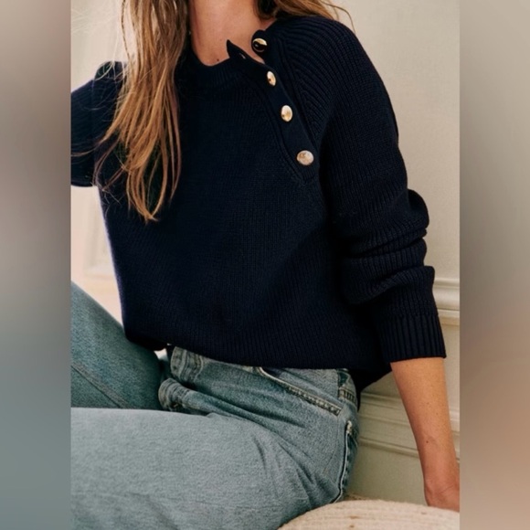 Sezane Gary Jumper Sweater Navy Blue Size XS - Picture 2 of 4